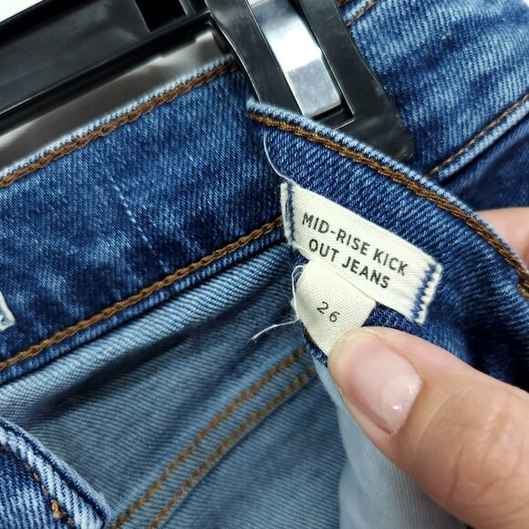 Madewell Jeans Women's 26 Blue Denim Mid-Rise Kick Out Bootcut Leg Zip Fly Retro - Picture 7 of 14